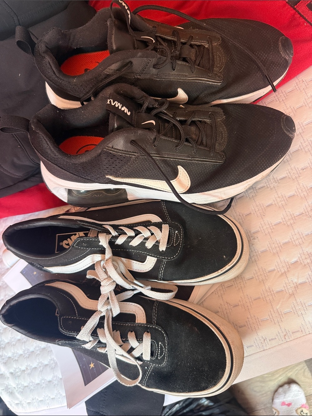 Nike and Van Men’s Black Sneakers bundle with White Swoosh As is size 10